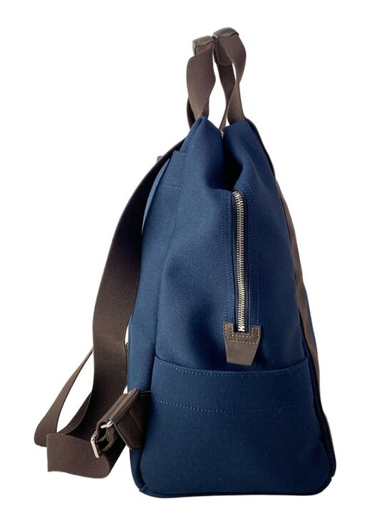 Hermes Sac de Panthere Gourmet Backpack Navy Dark Brown Silver Cotton main image 9